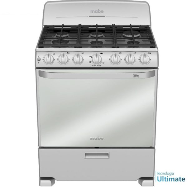 Estufa Mabe de 30" 6 quemadores de Acero Inoxidable con respaldo